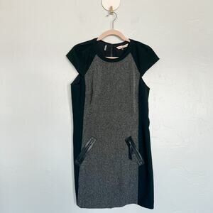 Rebecca Taylor Gray and Black Tweed Sheath Dress size 12